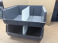 2x LIN BINS STORAGE LARGE WIDE INC DIVIDERS STACKABLE 420mm x 365mm x 178mm USED
