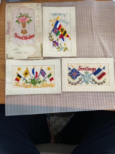 Set embroidered cards ww1 - embroidered,