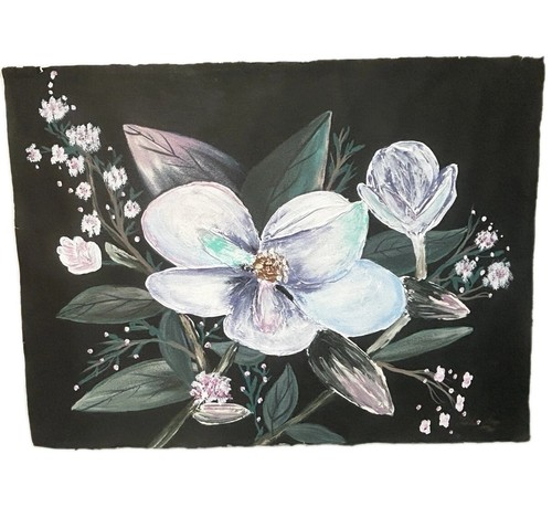 Large floral textured oil - large,