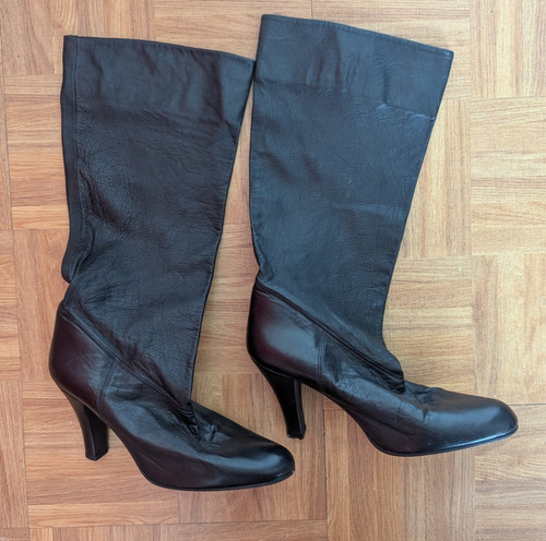 Black leather thigh - black,