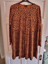 Asos Leopard Print Long Length Skater T-Shirt Dress. Size 20.