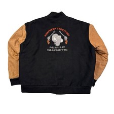 VTG 90s Wool Suede Sleeve Varsity Jacket XL Black/Tan Silhouette Target Shooting