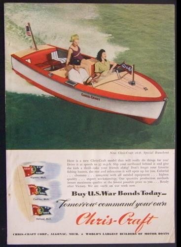 1945 chris craft print - 1945, ad