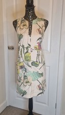 H&M Conscious Collection Sleeveless Lined Floral Shift Dress Pockets UK10 Eu36