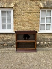Antique Two-Tier Globe Wernicke Style Oak Barrister Bookcase