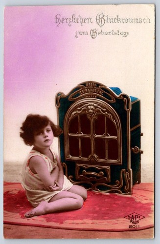 Antique france postcard - antique, young