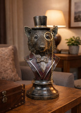 Gentleman wolf bust with top - gentleman,
