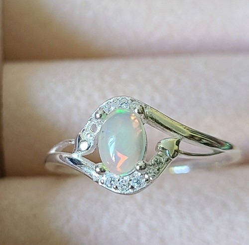 Natural opal ring silver - ring,
