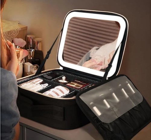 Makeup bag with led mirror - makeup,