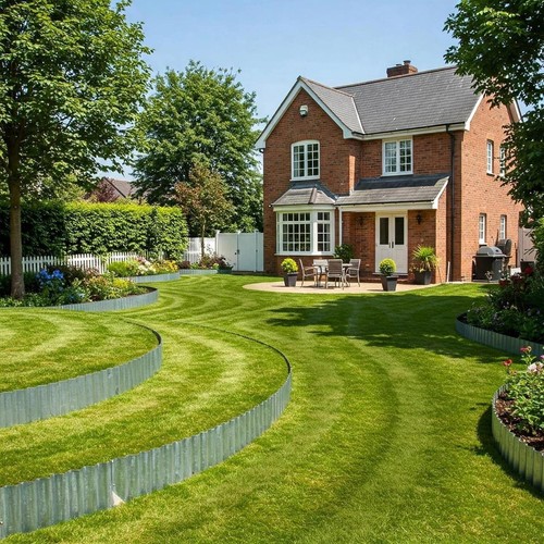 50m galvanised steel lawn - galvanised,