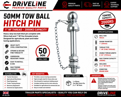 50mm tow ball hitch - hitch, pin