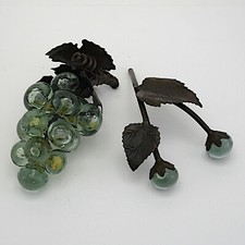 Hand Blown Glass and Metal Cherries & Bunch of Grapes