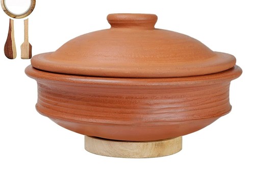 Handmade terracotta clay handi - terracotta,