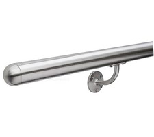 Stainless Steel Stair Handrail - Brushed Polished Bannister Rail with Domed Ends