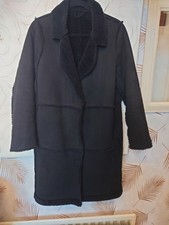 ladies Esprit black faux sheepskin coat size medium