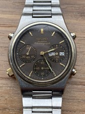Vintage Aug 1984 Seiko Chronograph 7A38-7090 Chocolate Dial Original Bracelet 