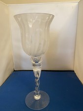 Beautiful Candle Glass Holder Tall With A Twisted Stem And A Frosted Pattern