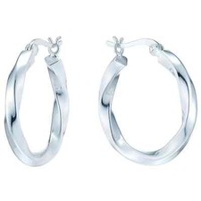 H Samuel Sterling Silver Twist 1.8cm Medium Hoop Earrings New and Sealed in Box