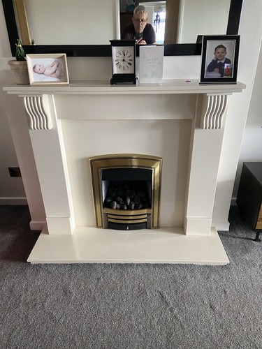 Cream marble fire surround and - cream,