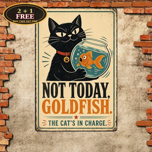 Goldfish bowl black cat - black,