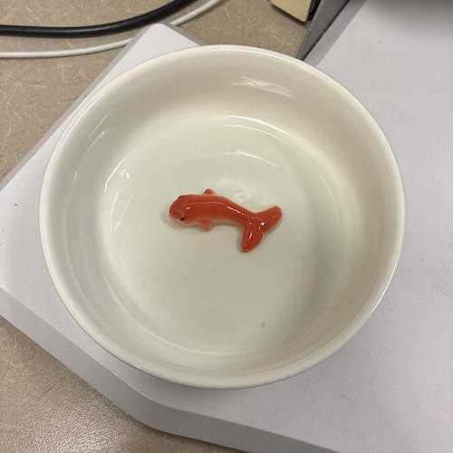 Goldfish ceramic cat kitty - cat,
