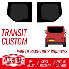 2 x Ford Transit CUSTOM Barn Door Windows Transit Rear Door Windows