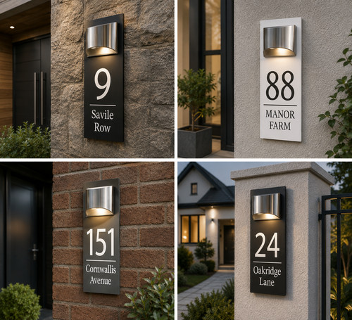Led solar house - number, sign