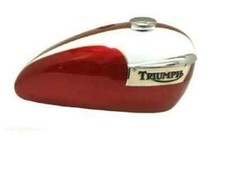 TRIUMPH T140 CHERRY & CREAM STEEL GAS FUEL PETROL TANK WITH BADGES/CAP/TAP