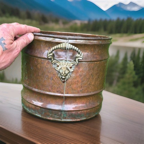 Copper metal planter pot - copper,