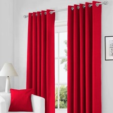 Eyelet Ring Top Thermal Blackout Curtains Pair Ready made with 2 FREE  Tie Back