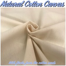 Cotton Canvas Fabric Natural Loom-state 58" 147cm Wide Craft Material per Metre