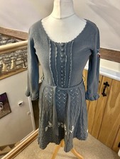 Odd Molly 500 Knit Jumper Dress Grey Flared Belted Size 2 UK 12-14 Lambs Wool