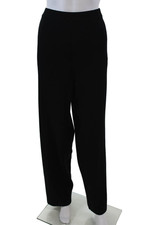 Doncaster Womens Wool Knit Elastic Waist High-Rise Straight Pants Black Size L