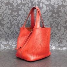 HERMES Picotin PM Togo Rouge Garance Handbag Bag #288 Rise-on