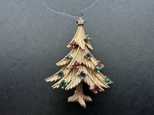 CROWN TRIFARI Christmas Tree Brooch Multicolour Rhinestones BOOK PIECE Vintage