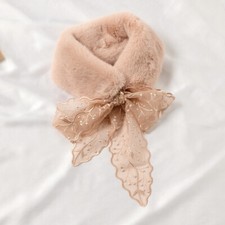 Collar Scarf Lace Neckerchief Neck Warm Winter Ladies Imitation Rabbit Fur Plush
