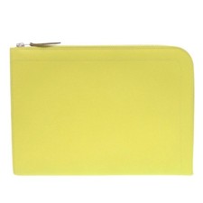 AUTHENTIC HERMES Zip tablet lime Epsom yellow Clutch bag