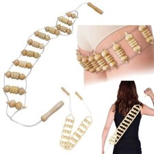 Back Massage Roller Rope Tool Wooden Portable Handheld Rolling Maderoterapia UK
