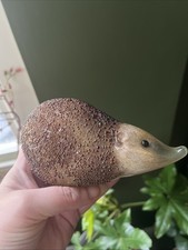 Langham Clear Glass Hedgehog Paperweight Ornament Figurine Brown and Clear VGC