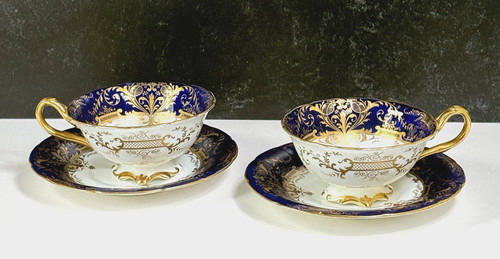 Pair cauldon bone china footed - bone,