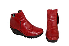 FLY London red leather pull on