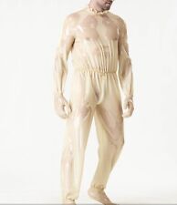 Latex rubber transparent catsuit Zentai shoulder zipper tights S-XXL