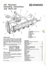 Howard Rotavator HG 40 50 60 80 Operators Manual with Parts List
