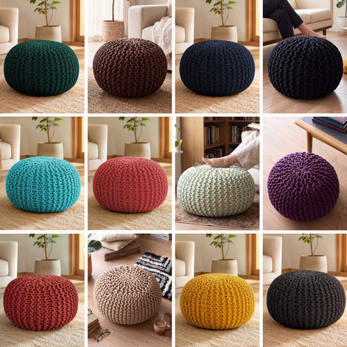 Handmade knitted pouffe - handmade,