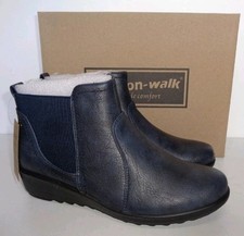 New Cushion-walk Flexible Comfort Navy Blue Wedge Chelsea Boots Size 6 EU 39