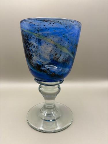 Blue yellow glass wine - blue,