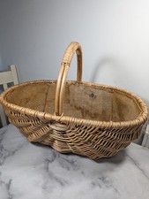 Classic Willow Wicker Garden Trug Flower And Vegetable Basket Good Condition 
