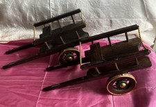Vintage Shire Horse Detailed Wooden Carts display a pair 12x6” assembled