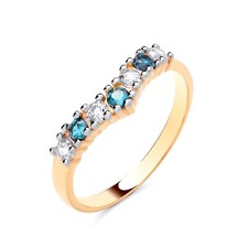 9ct Yellow Gold on Silver simulated AQUAMARINE & Cz Wishbone Eternity Ring J-U