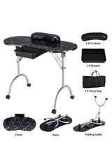 Folding Mobile Manicure Nail Table Desk Station w/ Extractor Dust Collector Fans